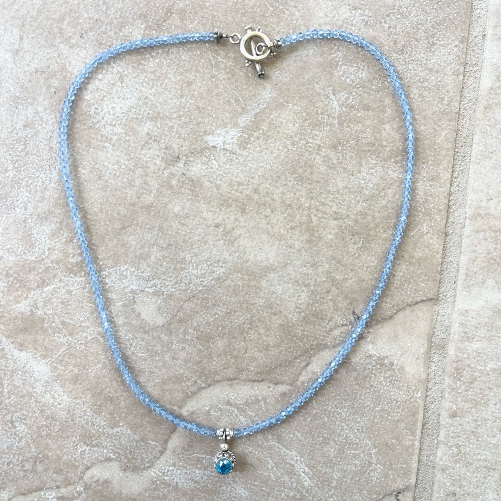 Exquisite Artisan Sterling Silver Blue Topaz Necklace!